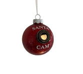 Santa Cam Christmas Ornament red glitter finish