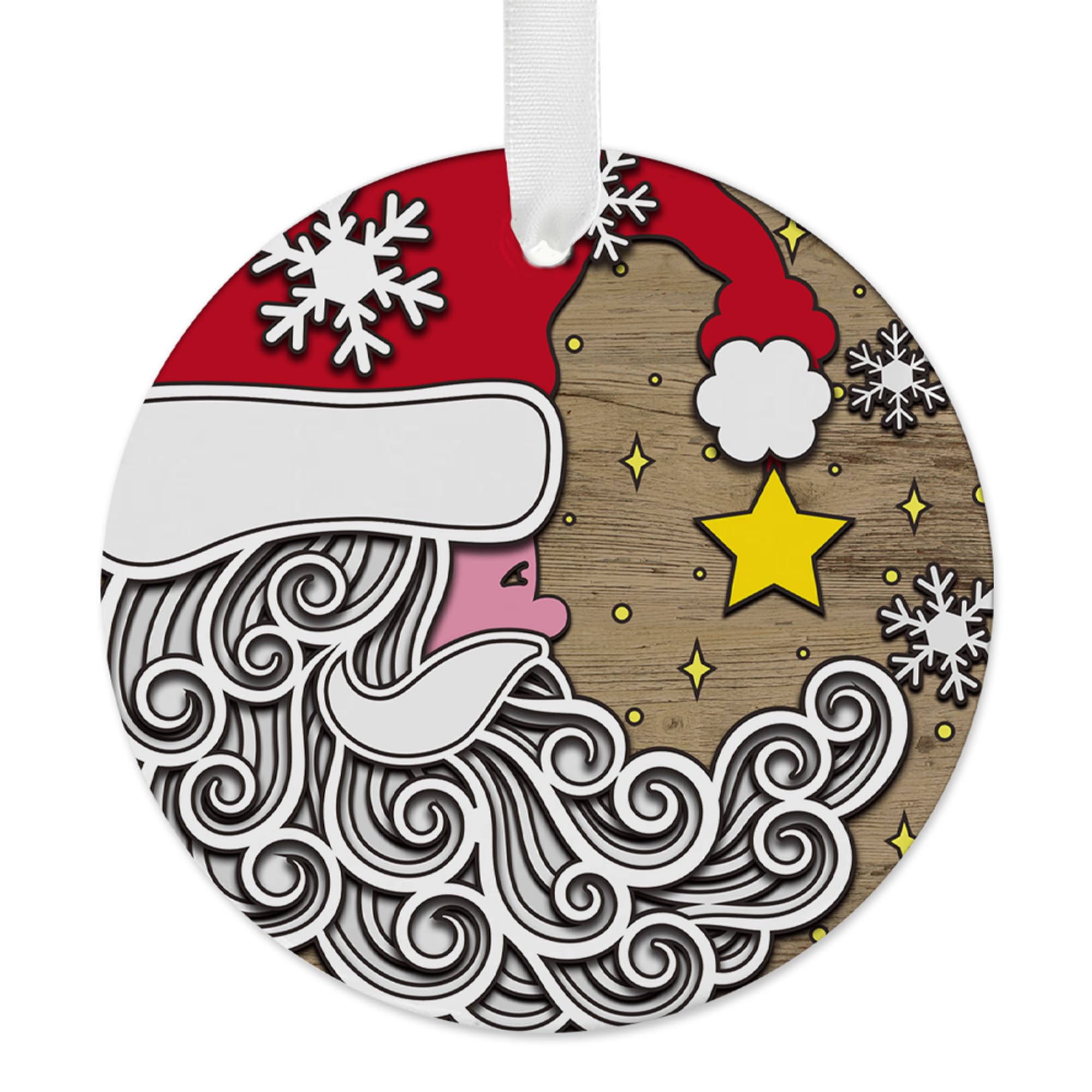 Santa Moon Ceramic Ornament white ceramic with crescent moon Santa design
