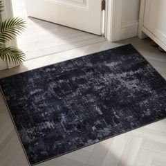 Sasttie 2x3 entryway rug black and grey