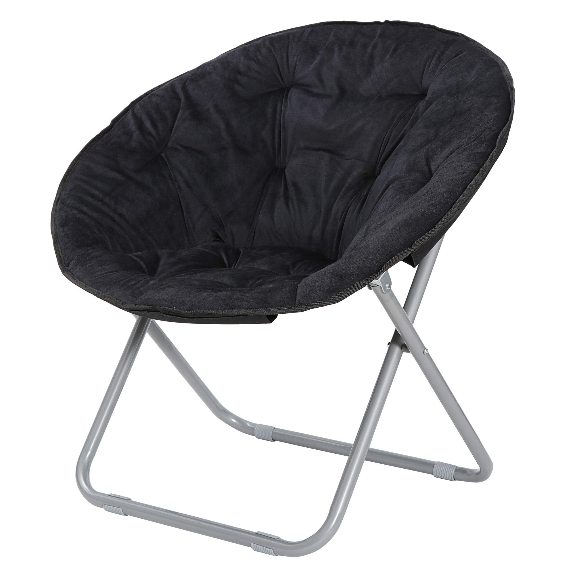 Saturnpower Faux-Fur Folding Chair black upholstery