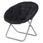 Saturnpower Faux-Fur Folding Chair black upholstery