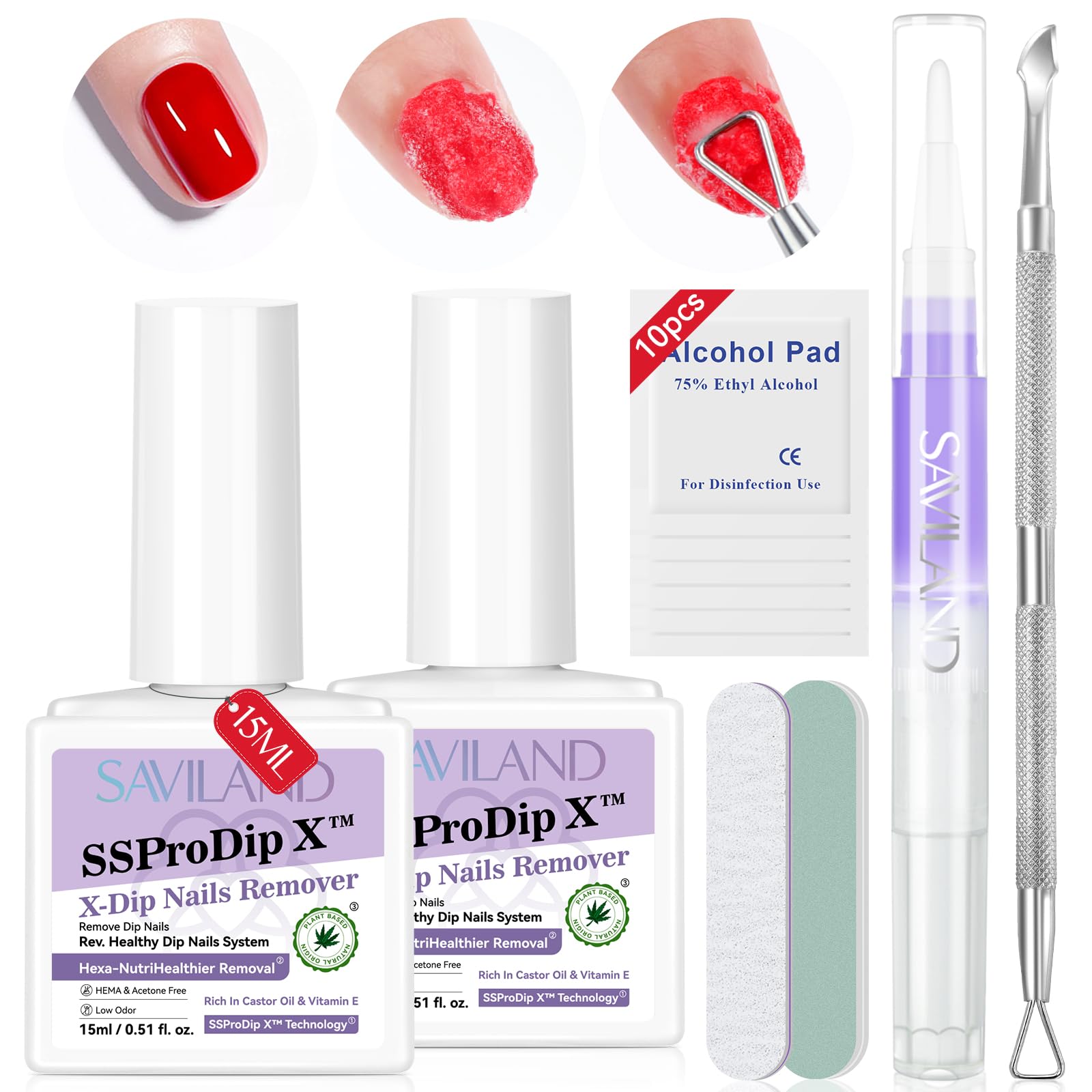 SAVILAND Dip Powder Remover 2 Pcs kit components
