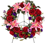 Saxili cemetery wreaths for graves with 30 inch easel stand on display