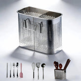 SAYUANVA 2-Tier stainless steel utensil holder on countertop