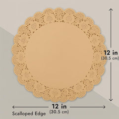 Scalloped lace edge kraft paper doilies close up