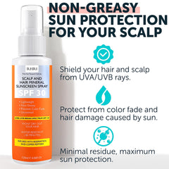 Scalp sunscreen spray protecting hair at the scalp