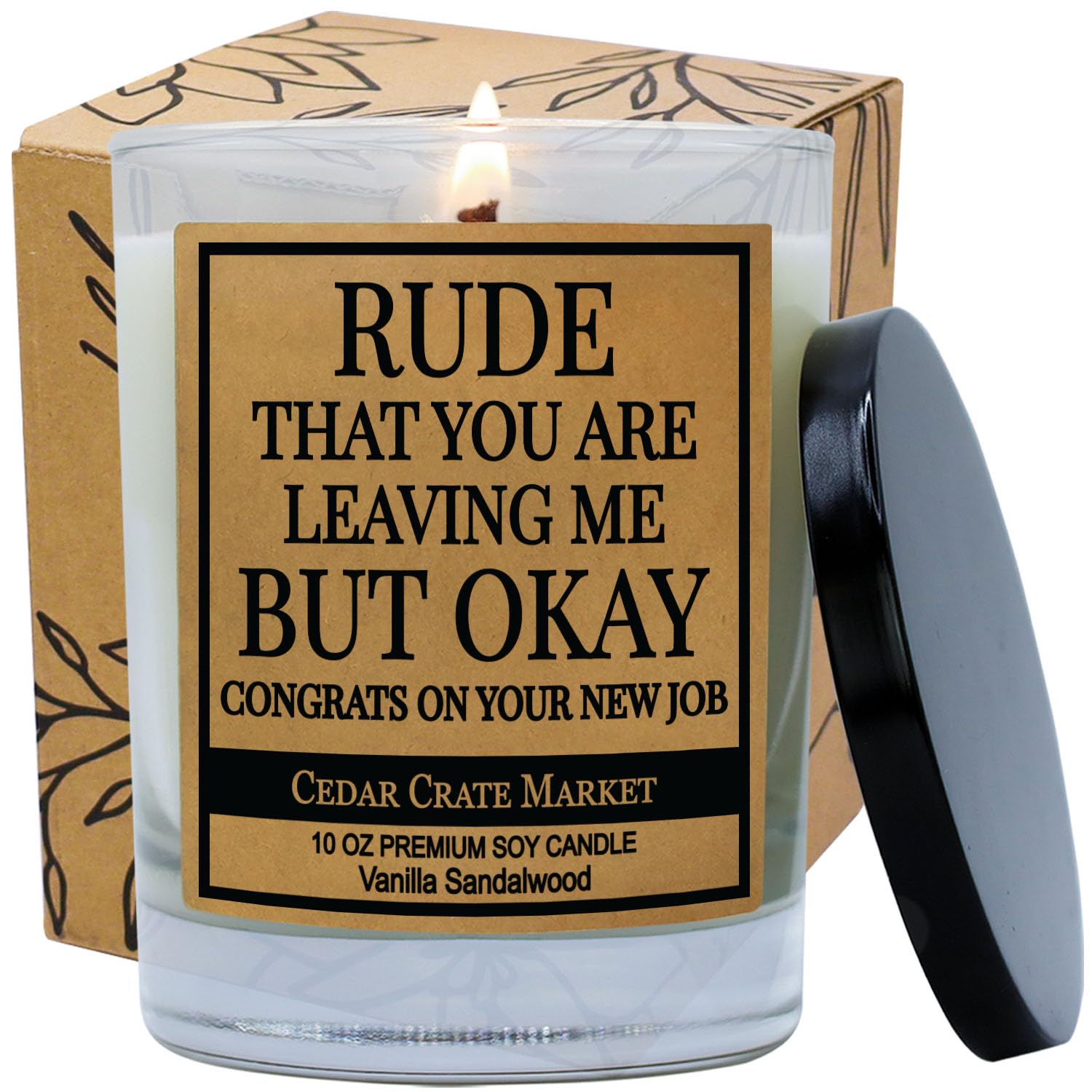 Scented candle for coworker with Vanilla Sandalwood fragrance in a 10 oz jar