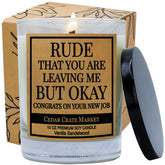 Scented candle for coworker with Vanilla Sandalwood fragrance in a 10 oz jar