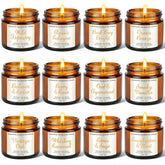 Scented Candles Set 12 pack in amber glass jars