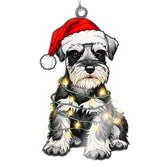 Schnauzer Christmas Ornament featuring a Santa hat puppy motif