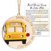 Wooden School Bus Driver Ornament with Card