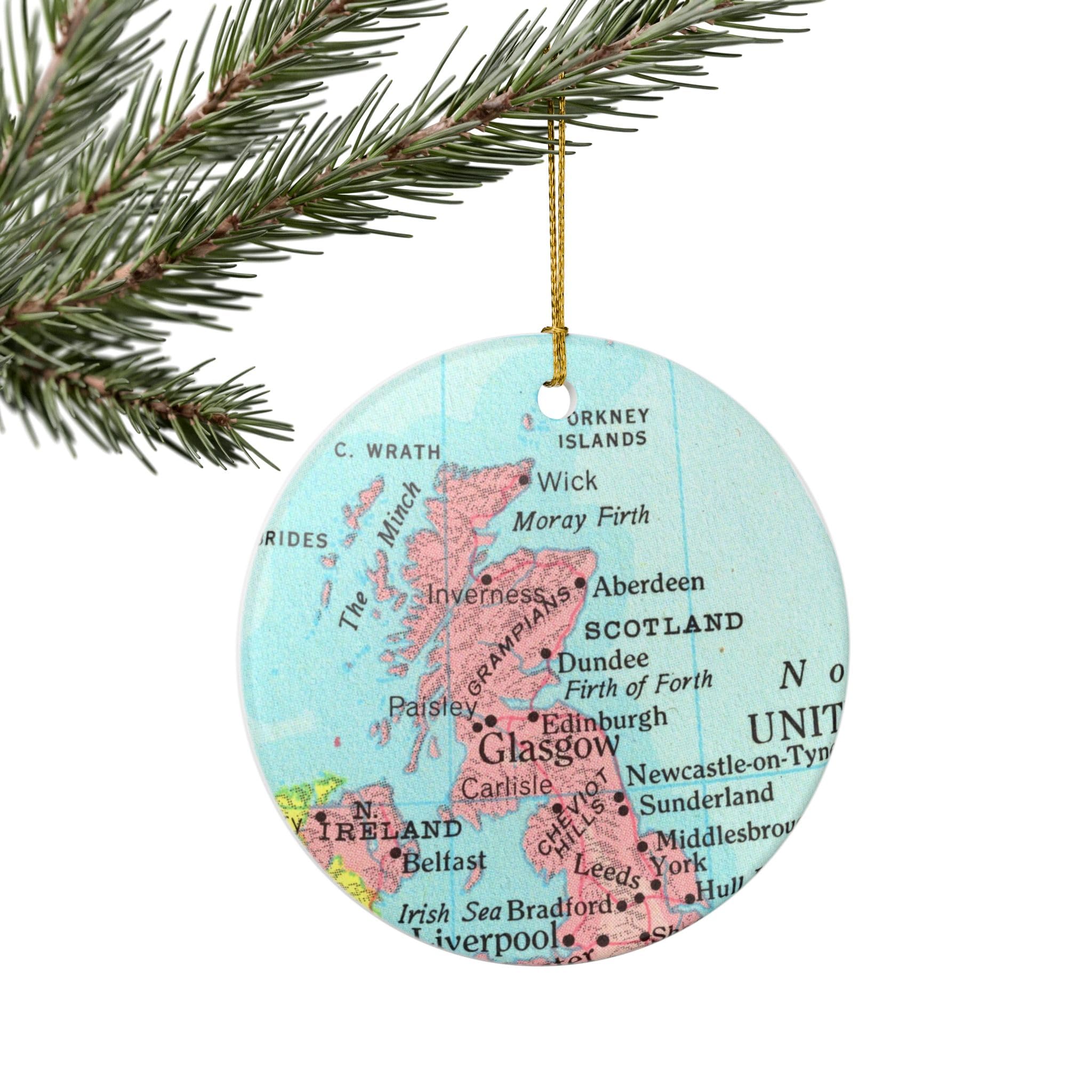 Scotland Christmas Ornament 3 inch aluminum with golden hanger