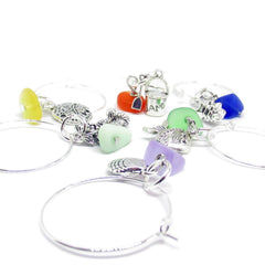 Colorful Sea Glass Nuggets wine charms set for gatherings