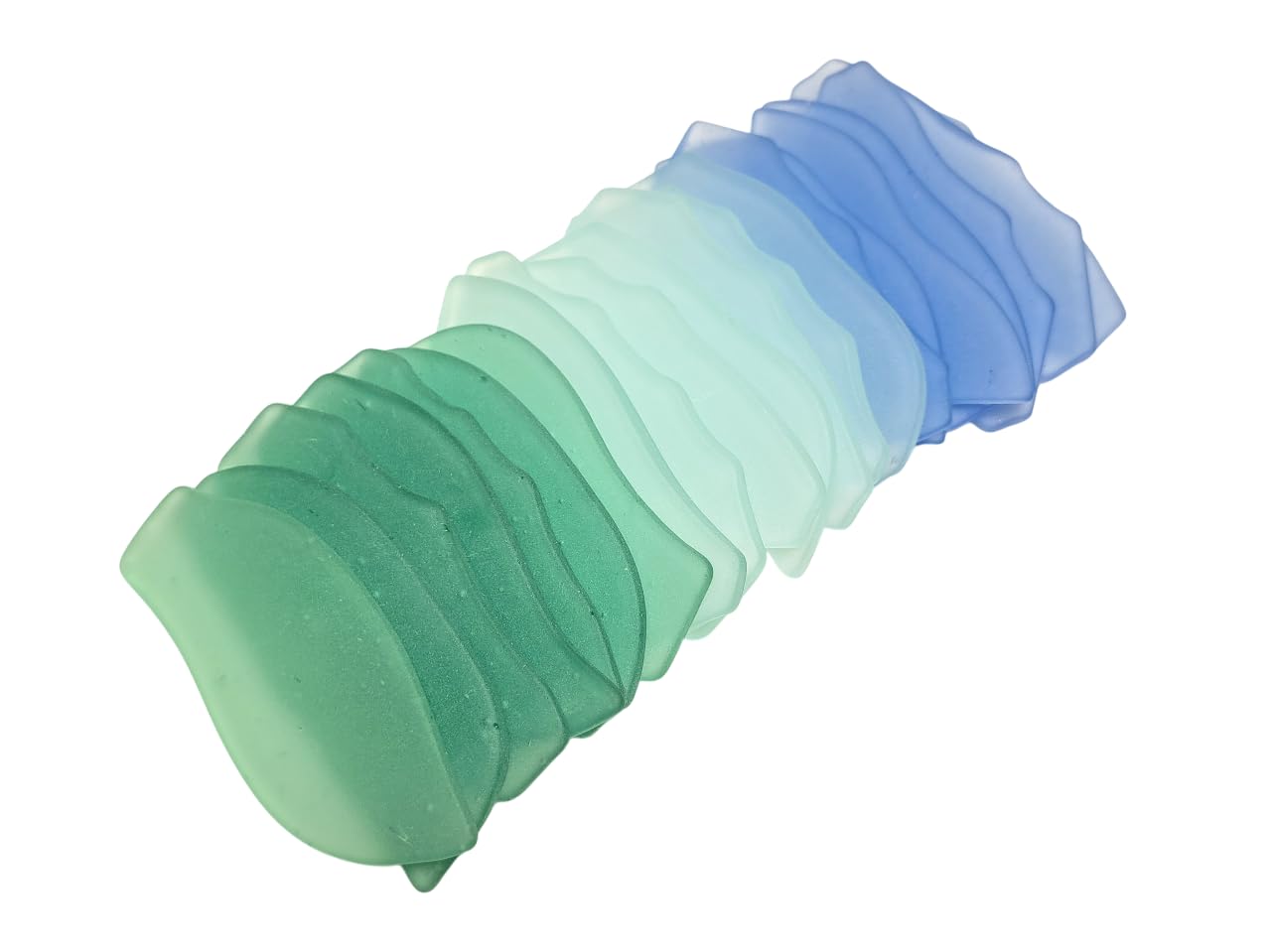 Sea glass place cards 20 count in sky blue mint light sea green irregular shapes