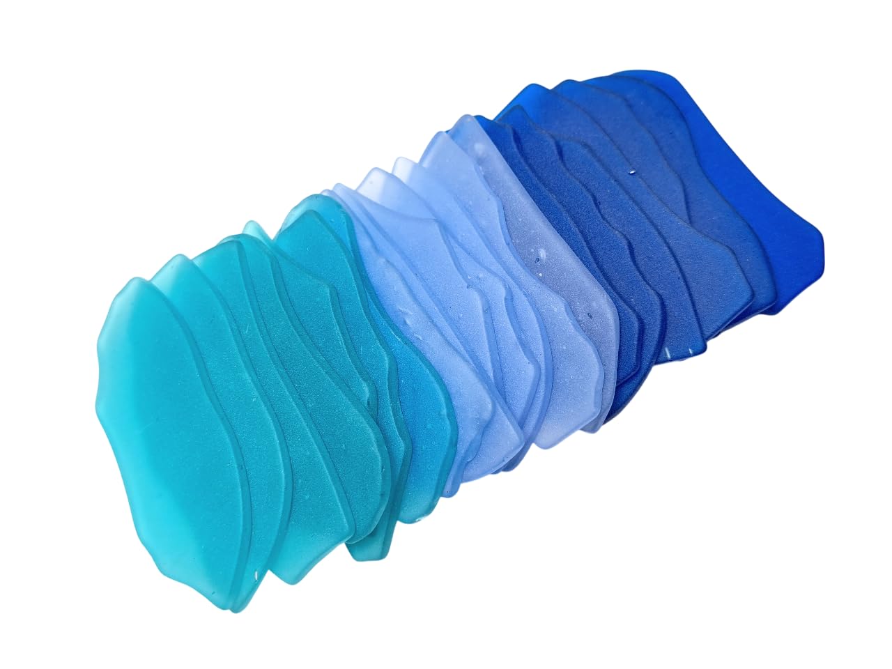 Sea glass place cards teal blue mix