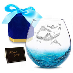 Sea turtle etched wine glass for women