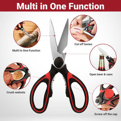 Ergonomic handle kitchen shears with protective cover