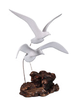 Seagull Duo Sculpture on polished burlwood base by John Perry