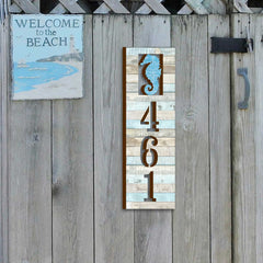Seahorse Wooden House Number Plaque cedarwood material