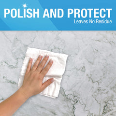 Non-porous sealed granite and marble surfaces being wiped