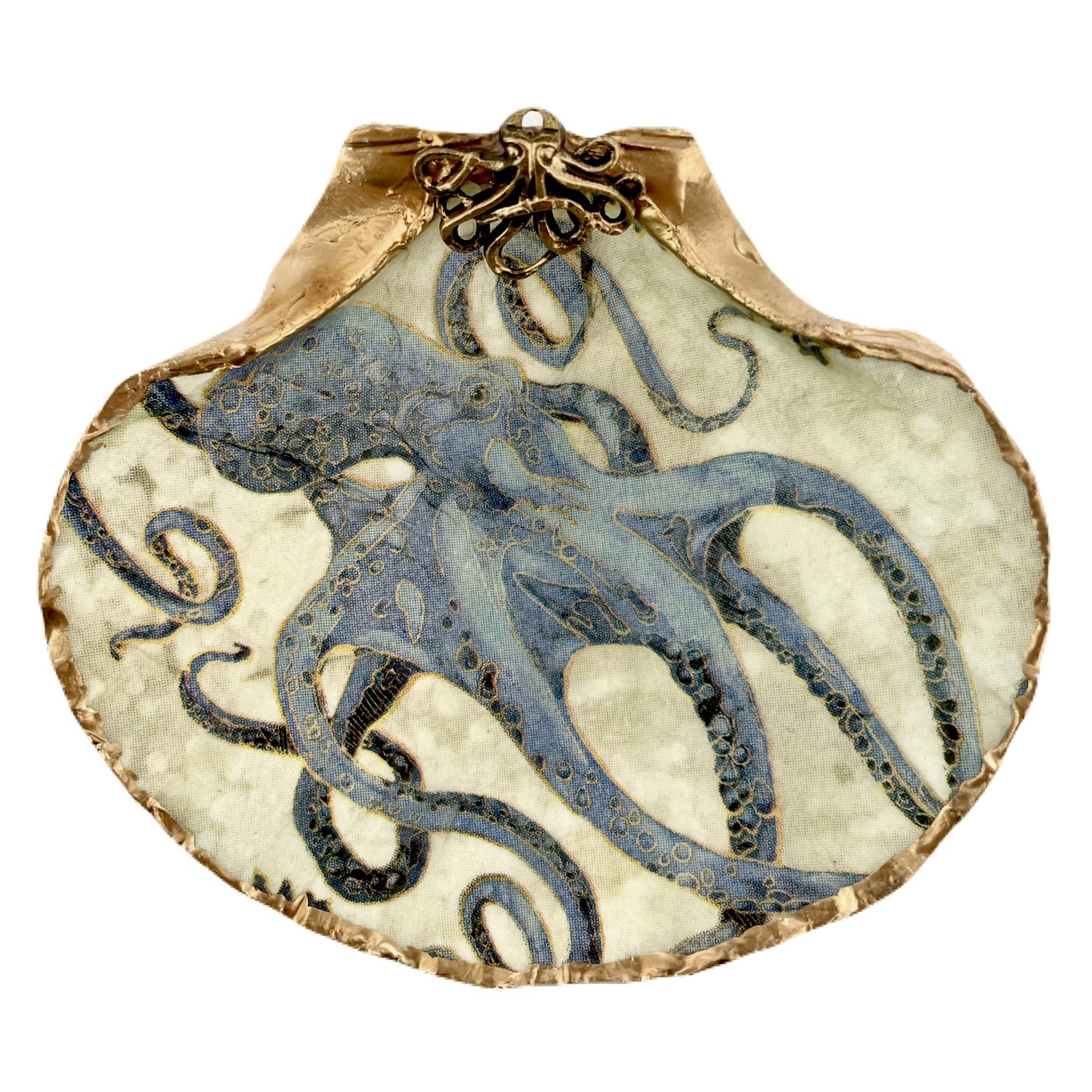 Sealife handmade gifts for women shell trinket dish with gold leaf edges
