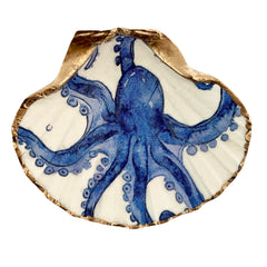 Sealife handmade seashell jewelry tray with gold edge