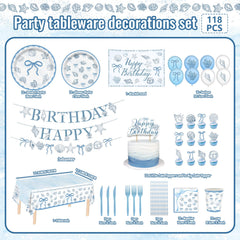 Coastal seashell tableware set with plates napkins cups and utensils