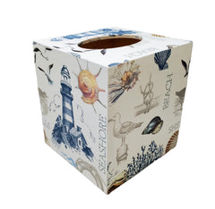 Seashells and lighthouse nautical design tissue box cover