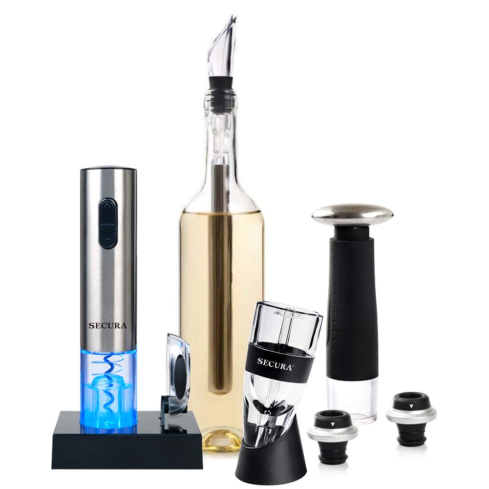 Secura wine lovers gift set cordless electric opener and foil cutter