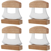 SEHOI 4 Pack stainless steel ulu knives with wooden handles