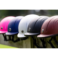Adjustable harness and padded chin strap on helmet