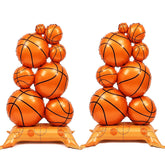 Two self standing basketball balloons with stable bases for party decor