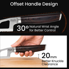 semi-hard cheese knife with D-shaped pakkawood grip