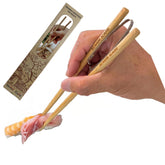 Senior ICare wood practice chopsticks adult with natural cane and stainless steel connector