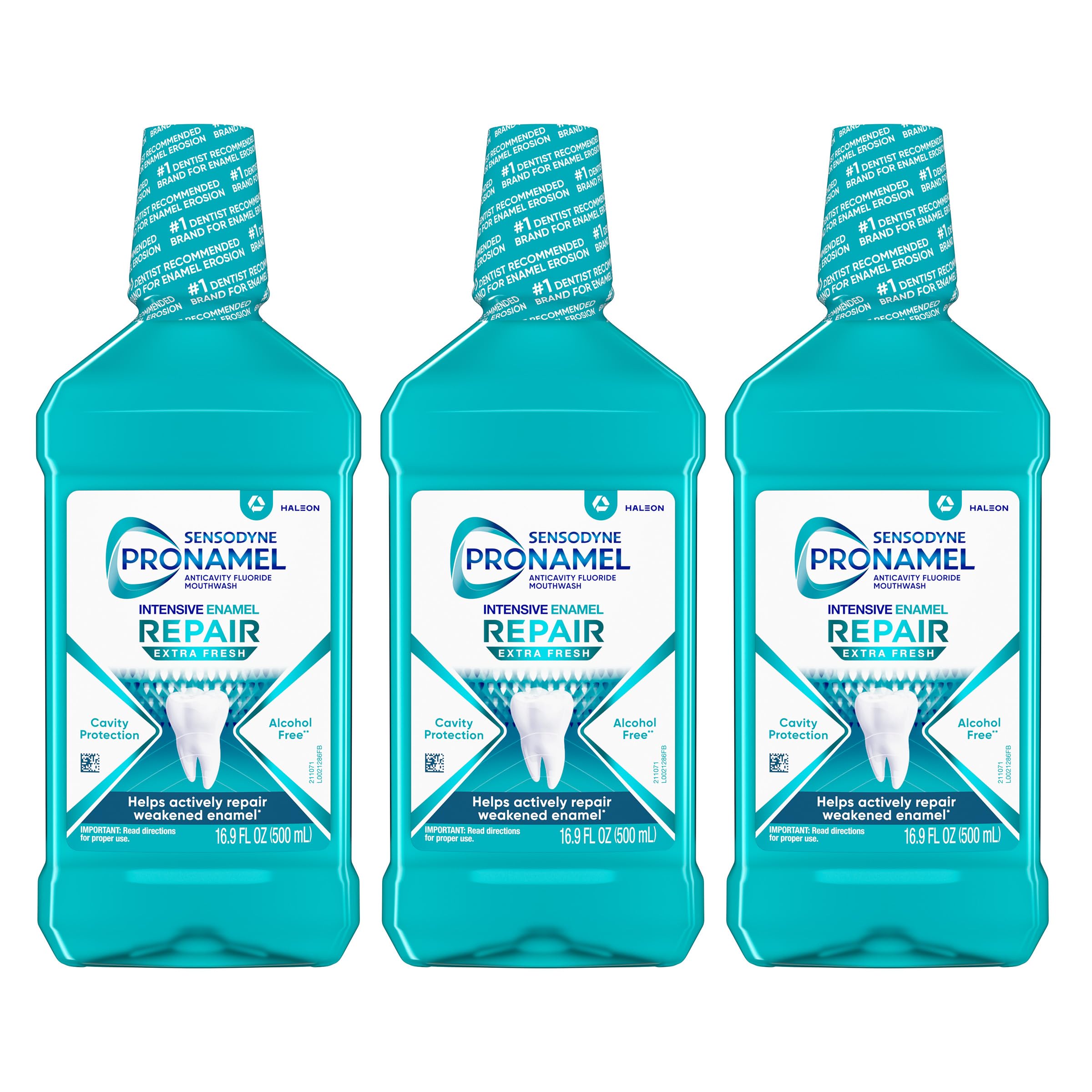Sensodyne Pronamel Intensive Enamel Repair Mouthwash three pack bottles 16.9 fl oz each