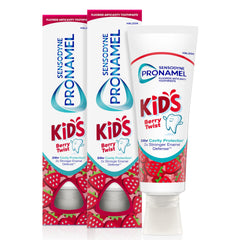 Two 4 oz tubes of Sensodyne Pronamel Kids Berry Twist toothpaste