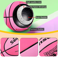 Senston outdoor basketball pink size 5 with pump