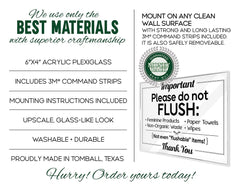 Rental home bathroom sign 4x6 inches