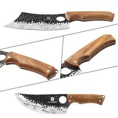 Serbian Chef Knife 7inch with wooden handle close-up