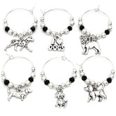 Serendipity Presents dog themed wine glass charms set of 6 in silver finish