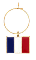 Charm set for wine glasses featuring croissant and perfume accents for France themed gift set