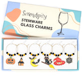 Serendipity Halloween Wine Glass Charms set of 6 with pearl details