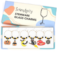 Serendipity Halloween Wine Glass Charms set of 6 with pearl details