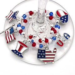 Map in a Flag Colors enamel wine charm