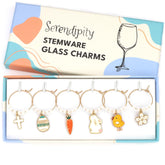Serendipity Presents Easter wine glass charms set with six alloy-zinc gold charms for stemware
