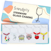 Serendipity Teacher Wine Glass Charms six-pack