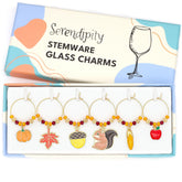 Serendipity Thanksgiving Wine Glass Charms set of 6 with pearl details