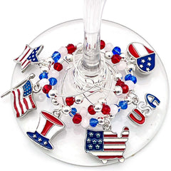 Serendipity USA wine charms set of 6 patriotic enamel charms