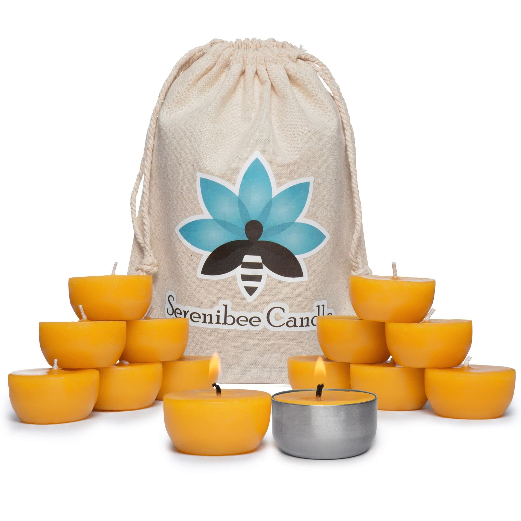 Serenibee tea light candles made from 100% Montana beeswax