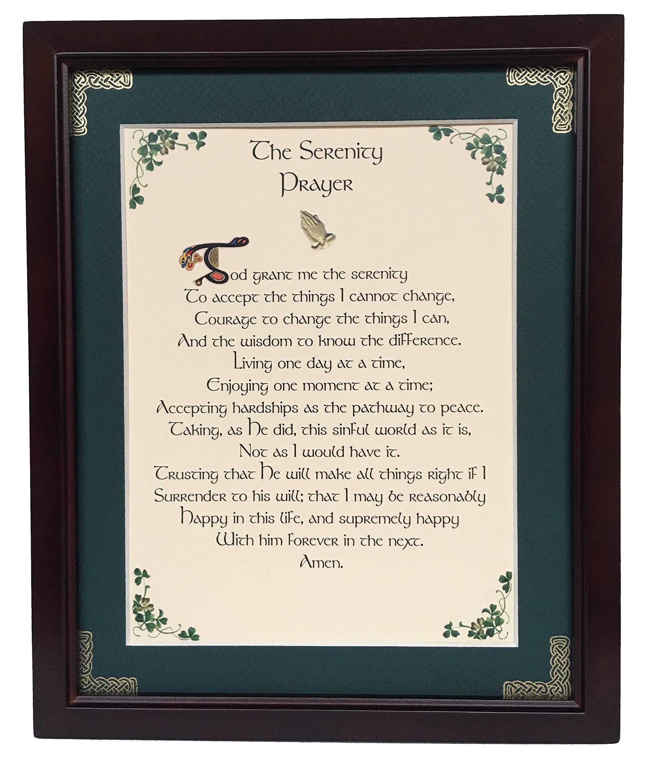 Serenity Prayer full verison personalizable framed blessing with green matting